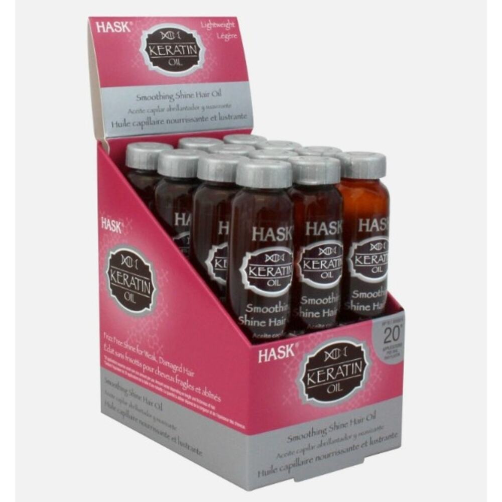 Hask Smoothing Keratin Protein Hair Oil Serum - 18 Ml (12 Vials) | NEW